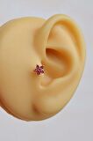 Fuşya Pembesi Çiçekli Tragus Piercingi Helix Kıkırdak Lobe Conch