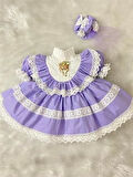 Lila Kız Bebek Elbisesi,Doğum günü elbisesi, fotoğraf çekim elbisesi 0-12 Yaşa Uygun