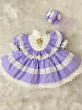 Lila Kız Bebek Elbisesi,Doğum günü elbisesi, fotoğraf çekim elbisesi 0-12 Yaşa Uygun