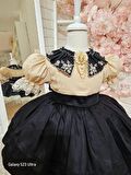 Siyah Yakalı Kız Bebek Elbisesi,Doğum günü elbise,fotoğraf çekim elbise,0-10 Yaş Uygun