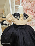 Siyah Yakalı Kız Bebek Elbisesi,Doğum günü elbise,fotoğraf çekim elbise,0-12 Yaş Uygun