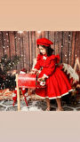 Kırmızı Yılbaşı Vintage Kız Bebek Elbisesi,fotoğraf çekim elbisesi,0-12 Yaşa Uygun