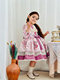 Pembe Royal Vintage Kız Bebek Elbise,Doğum günü elbise,fotoğraf çekim elbise,0-12 Yaş Uygun