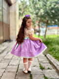 Lila Papatyalı Vintage Kız Bebek Elbise,Doğum günü elbise,fotoğraf çekim elbise,0-12 Yaş Uygun