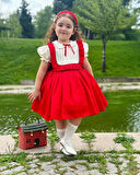 Kırmızılım Vintage Kız Bebek Elbisesi,Doğum günü,fotoğraf çekim elbise,0-12 Yaş Uygun
