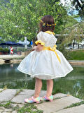 Sarı Papatya Vintage Kız Bebek Elbise,Doğum günü elbise,fotoğraf çekim elbise,0-12 Yaş Uygun