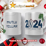 Kişiye Özel 2024 Yılbaşı Temalı Beyaz Kupa Bardak - HMK-00023-01