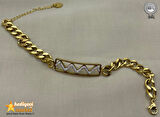 316 L - Paslanmaz Çelik Gold Taşlı Kuyumcu Model Bileklik - HMÇB-0101