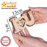 Ahşap I Love You Fotoğraflı Magnet - 7 x 10 cm - OUTLET