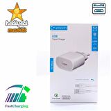 ETECH ETC-010 3.0A 15 / 18W Fast Micro Şarj Cihazı (Quick Charge)