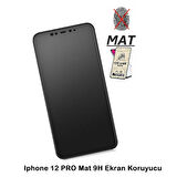 Iphone 12 Pro Tam Ekran Siyah MAT 9H Kırılmaz Cam
