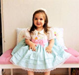 Mint Pembe Kemerli Nakışlı Kız Bebek Elbisesi, Özel Dikim Kız Çocuk Elbisesi, Doğum günü elbisesi, fotoğraf çekim elbisesi, Kız Bebek Hediyesi, 0-12 Yaşa Uygun