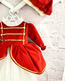 Kırmızı Kadife Ekose Kız Bebek Elbisesi, Özel Dikim Kız Çocuk Elbisesi, Doğum günü elbisesi, fotoğraf çekim elbisesi, Kız Bebek Hediyesi, 0-12 Yaşa Uygun