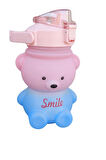 0.8 lt. Pipetli Smile Ayıcık Sızdırmaz Plastik Öğrenci Motivasyon Matarası Suluğu(Sticker Hediyeli)