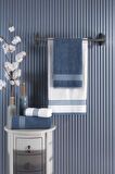 4 lü Kadın Erkek Banyo Havlusu Takımı Oscar Mavi Krem