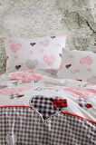 Çift Kişilik Lastikli Çarşaflı Pamuklu Nevresim Takımı Patchwork Love