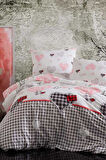 Çift Kişilik Lastikli Çarşaflı Pamuklu Nevresim Takımı Patchwork Love