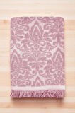 2 Parça Jakarlı Banyo Havlu Takımı %100 Pamuklu 90x150 Cm Arden - Pembe