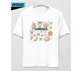 Summer Vibes Oversize Unisex T-Shirt Beyaz