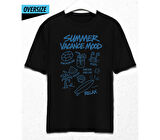Summer Vacance Mood Oversize Unisex T-Shirt Siyah