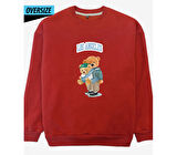 Teddy & Buddy: Şehrin En Havalı İkilisi! Oversize Sweatshirt Kırmızı