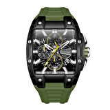 Quantum HNG1161.655 Erkek Kronograf Kol Saati | Koyu Yeşil Silikon Kordon, Sportif Tasarım