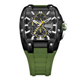 Quantum HNG1161.655 Erkek Kronograf Kol Saati | Koyu Yeşil Silikon Kordon, Sportif Tasarım