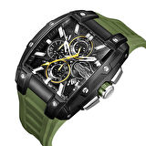 Quantum HNG1161.655 Erkek Kronograf Kol Saati | Koyu Yeşil Silikon Kordon, Sportif Tasarım