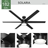 Hunter - Solaria DC Motor 182 Cm. Mat Siyah - Aydınlatmalı Dış Mekan-Nemli Mekan Tavan Vantilatörü
