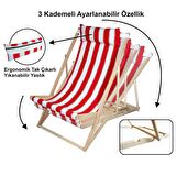 Ahşap Katlanır Şezlong Bahçe Balkon Plaj Şezlongu