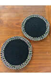 Siyah Desenli Yuvarlak 2’li Supla Seti – Şık Masa Sunumları İçin
