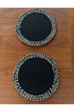 Siyah Desenli Yuvarlak 2’li Supla Seti – Şık Masa Sunumları İçin