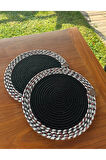 Siyah Desenli Yuvarlak 2’li Supla Seti – Şık Masa Sunumları İçin