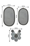 Banyo Paspas Seti 3'lü El Yapımı Oval (60x100, 50x90, 51x60 cm) | Modern Tonlar Dekoratif Paspas