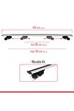 Peugeot 2008 2020 ve Sonrası ile uyumlu HOOK Model Anahtar Kilitli Ara Atkı Tavan Barı GRİ