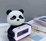 PANDA DİJİTAL SAAT VE TAŞINABİLİR ŞARJLI BLUETOOTH HOPARLÖR LED RGB IŞIKLI BT/TF/USB/FM