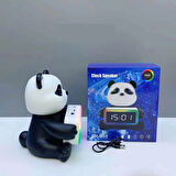 PANDA DİJİTAL SAAT VE TAŞINABİLİR ŞARJLI BLUETOOTH HOPARLÖR LED RGB IŞIKLI BT/TF/USB/FM