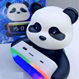 PANDA DİJİTAL SAAT VE TAŞINABİLİR ŞARJLI BLUETOOTH HOPARLÖR LED RGB IŞIKLI BT/TF/USB/FM