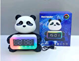 PANDA DİJİTAL SAAT VE TAŞINABİLİR ŞARJLI BLUETOOTH HOPARLÖR LED RGB IŞIKLI BT/TF/USB/FM
