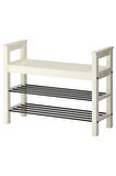 Hemnes Bank Ve Ayakkabılık Beyaz MeridyenDukkan 85x32 Cm Masif Huş Ağacı
