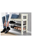Hemnes Bank Ve Ayakkabılık Beyaz MeridyenDukkan 85x32 Cm Masif Huş Ağacı