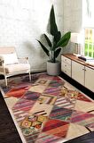 Hoya Patchwork Desenli Pamuk Tabanlı Yıkanabilen Kaydırmaz Antibakteriyel Salon Halısı