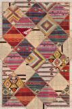 Hoya Patchwork Desenli Pamuk Tabanlı Yıkanabilen Kaydırmaz Antibakteriyel Salon Halısı