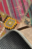 Hoya Patchwork Desenli Pamuk Tabanlı Yıkanabilen Kaydırmaz Antibakteriyel Salon Halısı