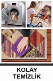 Hoya Patchwork Desenli Pamuk Tabanlı Yıkanabilen Kaydırmaz Antibakteriyel Salon Halısı