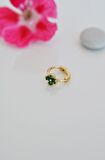 Gold Halka Zümrüt Yeşili Mini Çiçekli Tragus Piercing Helix Kıkırdak Lob