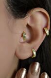 Taşlı Gold Halka Piercing Tragus Helix Kıkırdak