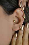 Taşlı Gold Halka Piercing Tragus Helix Kıkırdak