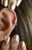 Gümüş Renk Beşgen Halka Piercing Tragus Helix Kıkırdak