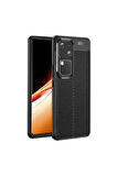 Vivo V30 5G Uyumlu Silikon Kılıf Deri Desenli Kamera Korumalı Darbe Emici Autofocus Kapak